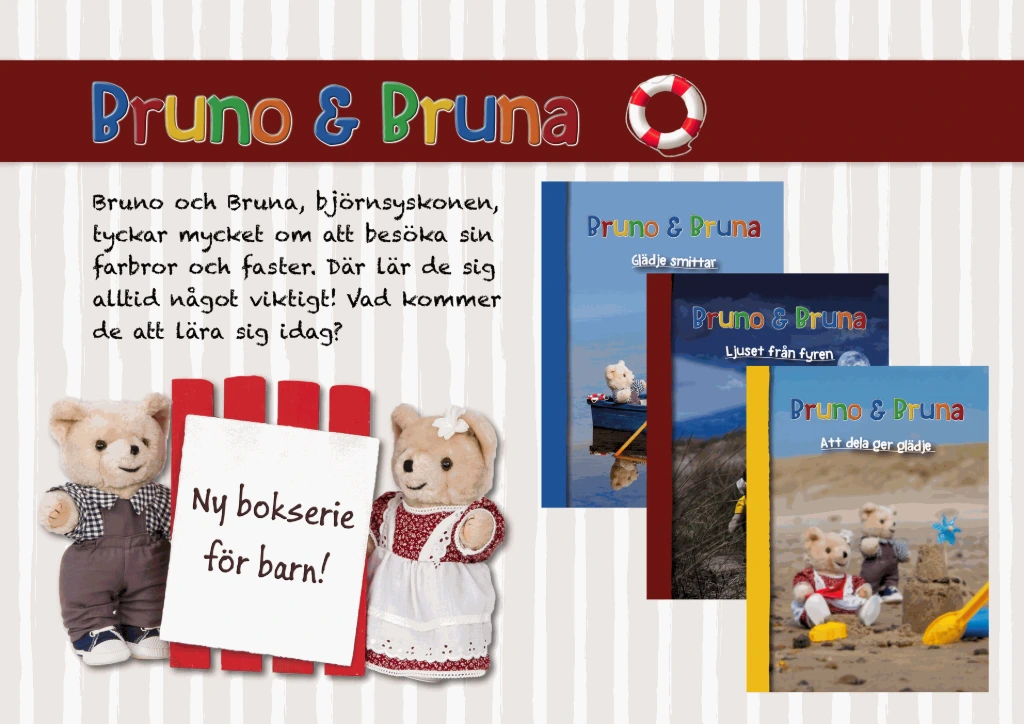 Reklambild om barnbokserien "Bruno & Bruna"