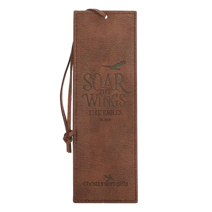 Pagemarker - LuxLeather, Soar Brown Faux Leather Bookmark - Isaia2.webp
