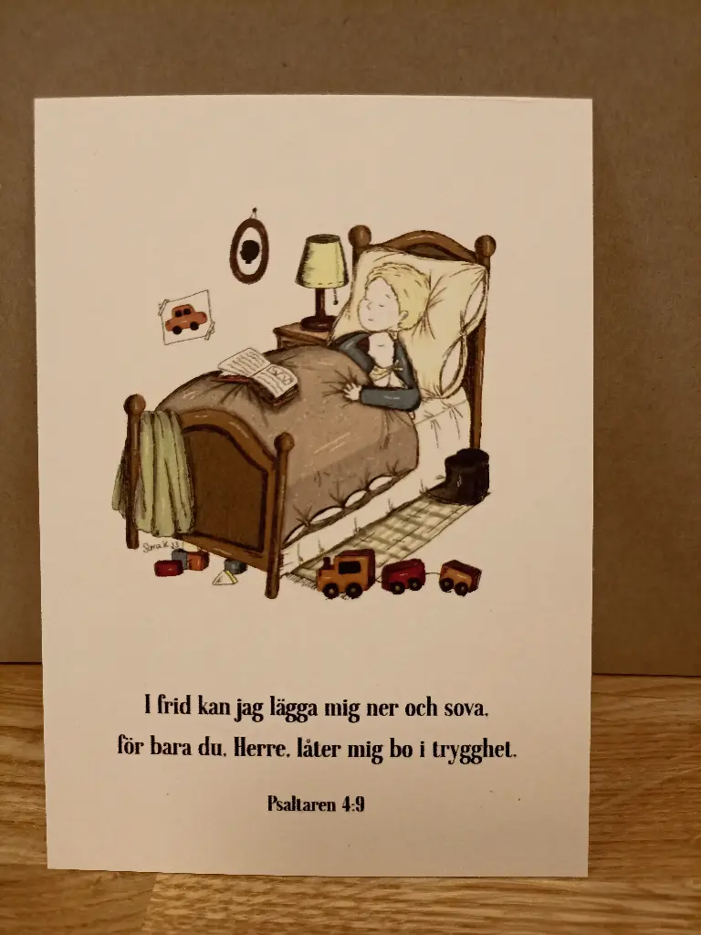 Motivkort – I frid kan jag lägger mig ner och sova (pojke)