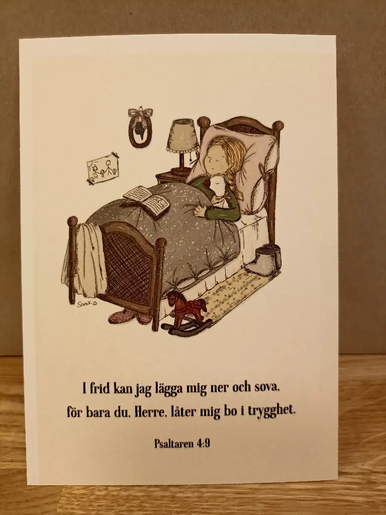 Motivkort – I frid kan jag lägga mig ner och sova (flicka)