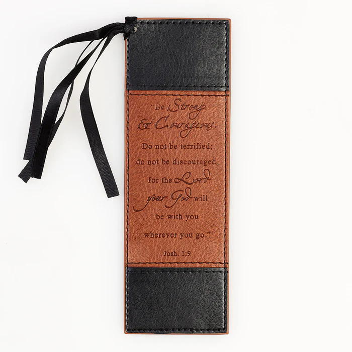 Bokmärke skinn – Be strong and courageous