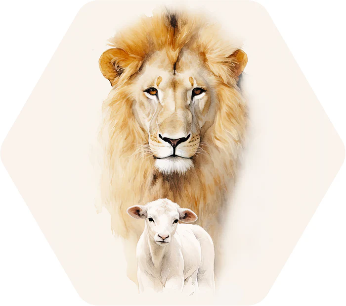 Väggbild – Lejon och lamm