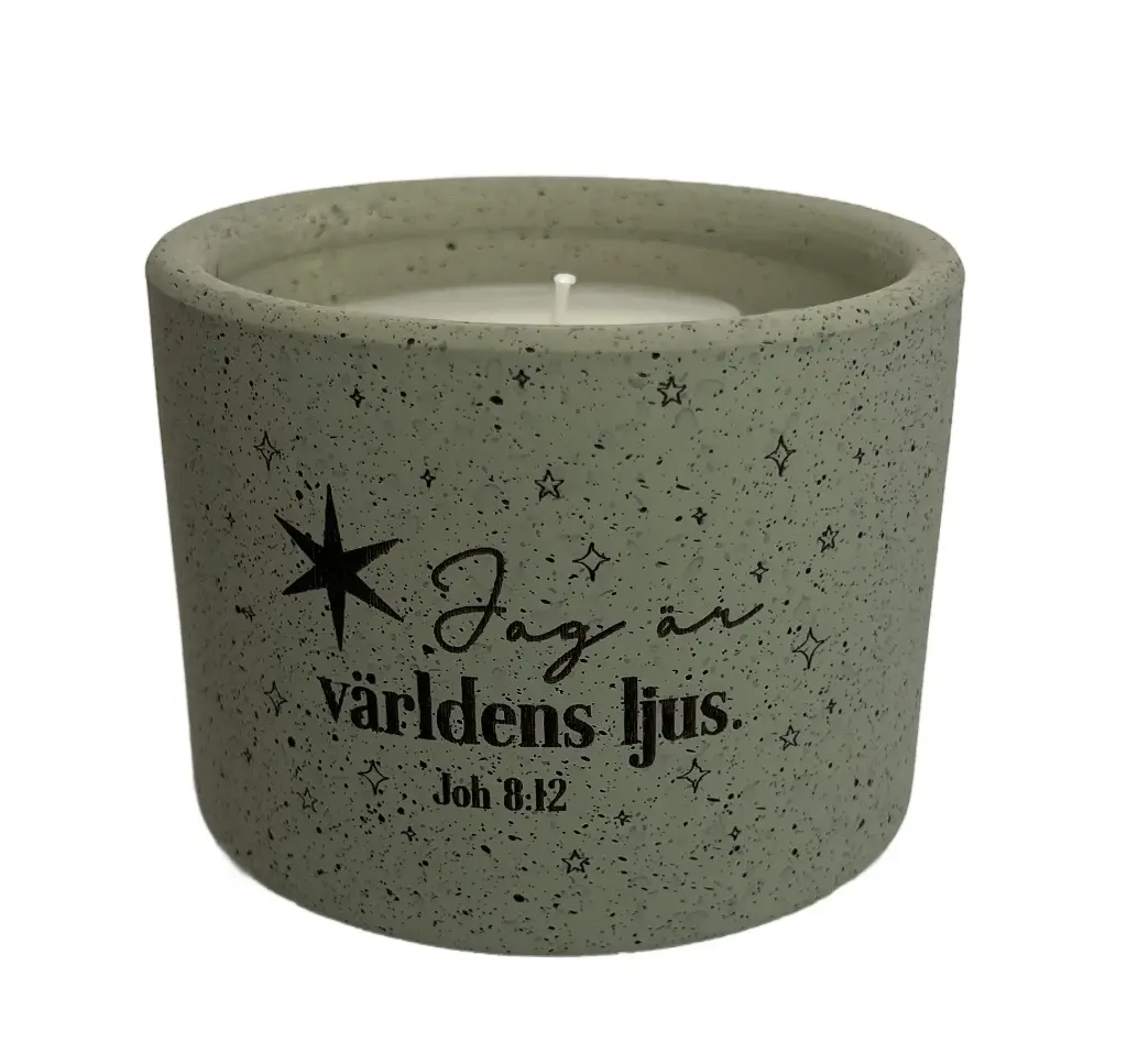 [500.118] Värmeljus keramik – Jag är världens ljus, Joh 8:12