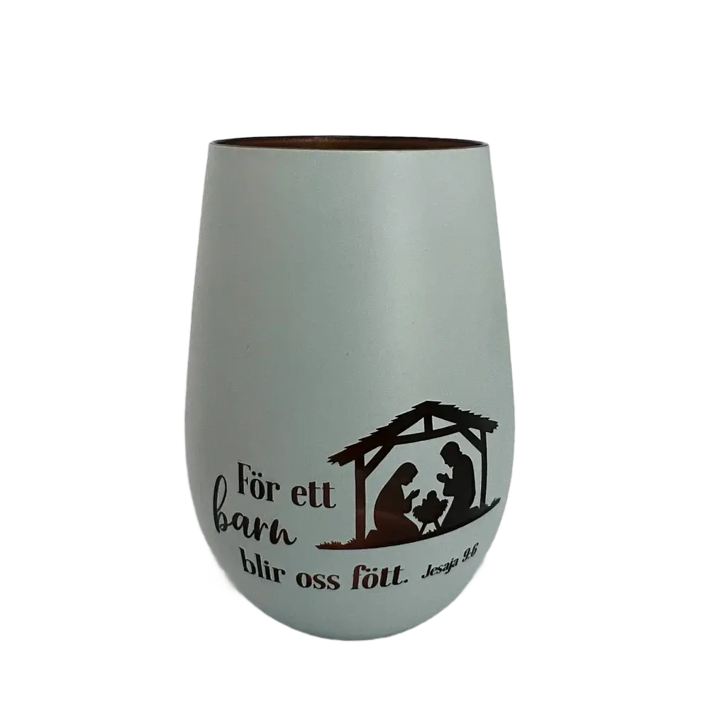 Värmeljuslykta vit – För ett barn blir oss fött