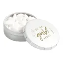 Plåtask med mintpastiller – Du är guld värd (vit)